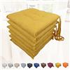 Intimitaly Set 6 Cuscini Sedia Con Lacci 4 Punti Comodi Made in Italy in Cotone Imbottiti e Spessi 6 Cm (Ocra)