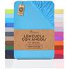NatureMark Lenzuolo con angoli elasticizzati in jersey, in 100% cotone, in molti colori e misure, conforme all'Oeko-Tex Standard 100, 200 x 220 cm + 40 STEG, turchese