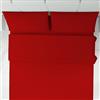 Corredocasa Completo Letto Set Lenzuola in Puro Cotone 100% Tinta Unita Made in Italy Lenzuola sopra, Lenzuolo sotto e 2 Federe - Biancheria da Letto, (Rosso, Matrimoniale)