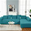 OKJK Copridivano con penisola in Velluto Elasticizzato all-Inclusive, Universale Quattro Stagioni per Soggiorno Proteggi Divano di Facile Manutenzione (Emerald Green,Part B-B 190-230cm)