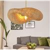 DUNMW Lampadario a sospensione in bambù intrecciato a mano creativo Cappello di paglia Lampadario in bambù naturale Lampada da soffitto a soffitto, Lampadario in stile rurale per sala da pranzo, soggiorno