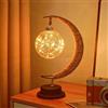 HFHungkeong Lampada per lo Styling in Ferro, Luce Notturna 3D Magica, LED Ramadan, Stella e Luna, Decorativa da Tavolo (Sfera Rotonda, Bianco)