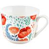 Baroni Home Tazza in Porcellana Decorata, Fantasia Papaveri, Tazza da Cappuccino, Cioccolata Calda, Tisana, Set da 1 pezzo, 14x11x10 cm