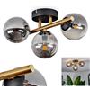 HOFSTEIN Lampada da soffitto Chehalis a 3 luci in metallo/vetro nero/oro/fumo, design retrò/vintage, diametro 10 cm, G9, sala da pranzo, camera da letto, soggiorno, cucina
