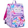 SJ GANG STYLE JAM GANG Zaino Estensibile GLOWCAT, Rosa, 24L, Zip Laterali, Applicazione gattino luminoso che cambia colore al tocco, Tasca frontale, Tasca portaborraccia, Scuola elementare, Bambina