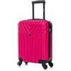 R.Leone Valigia da 1 Fino a Set 4 Trolley Rigido grande, medio, bagaglio a mano e bagaglio EasyJet 45X36X20cm 4 ruote in ABS 9002 (Fucsia, XS Bagaglio EasyJet)
