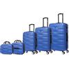 CELIMS - Set Valigie 5 Pezzi - Valigia Grande 23 kg + Valigia Media + Valigie Bagaglio a Mano + 2x Beauty Case da Viaggio | Valigie con Beauty Case | Blu