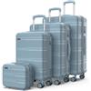 NUMADA - Set Valigie Rigide 4pezzi Upfly T10 ABS. Trolley Bagaglio a Mano 55x40x20, Maligia Media 66x44x26 (18Kg), Valigia Grande 76x50x29 (25Kg) e Beauty Case da Viaggio. Resistente e Sicuro | Blu