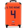 NoBoringSuitcases.com Valigia Bagaglio a Mano, Valigia, Trolley, Valigia 55x40x20, Valigie, Valigia 10 kg, Valigia Personalizzabile, 55x40x20 cm (2024 - Maglie gara home Paesi Bassi - Arancione)