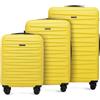 WITTCHEN Skyspeed Line Set di 3 valigie Valigia da viaggio Rolling Trolley Bagaglio a mano rigide in ABS con serratura a combinazione Manico telescopico 4 ruote Giallo Ryanair/ITA Airways
