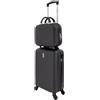 CELIMS - Set Valigie | Valigia Picolla + Beauty Case da Viaggio | Valigia 10 kg | Trolley Piccolo | Approvato EasyJet, Ideale per Bambini e Adulti | Nero