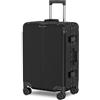 V Voyagoux Voyagoux Valigia Media - 72L, 66x42x26cm, Luggage, Serratura TSA, Alluminio Suitcase, Valigia con Ruote, 4 Ruote con Sistema Airwheel, Robusta e Leggera, Nera