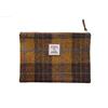 TAILORMAP Portamonete Harris Tweed fatto a mano per rossetti, vintage, con porta carte di credito e documenti d'identità, con cerniera YKK, per donne e uomini, Giallo marrone, Large, Plaid artistico