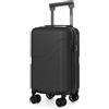 SUITLINE Clix-Lite - Valigia piccola da sottosedile 40x20x25 cm, Bagaglio a mano ruote staccabili, Altezza totale 47 cm, Mini Trolley rigido da Viaggio Aereo, Cabin bag max 20L, Nero