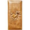 AurexaFashion Portafoglio lungo bifold in vera pelle da uomo, pochette retrò vintage goffrata con portamonete con cerniera e slot per carte di credito. Blocco RFID, Cavallo- Tan Cognac F3, 7.48 x 3.54