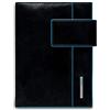 PIQUADRO - Agenda Organizer Grande in Pelle Blue Square - Unisex - Mogano | Portapenne integrato, Tasche interne, Ufficio, Appunti, Organizzazione