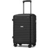 KONO Valigia Cabina in PP Rigida 53,5 cm - Bagaglio a Mano con 4 Ruote Silenziose TPE, Trolley Espandibile con Portabicchieri e Serratura TSA (20, Nero)