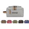 joyinaff Borsa da toilette da uomo in tela ricamata personalizzata - Organizer da viaggio da appendere con tasche multiple, marrone, blu navy, bordeaux, grigio chiaro, blu scuro, Moderno Minimalista