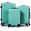 R.Leone Valigia da 1 pezzo Fino a Set 4 Trolley Rigido grande, medio, bagaglio a mano e beauty case 4 ruote in ABS 2037 (Verde Acqua, Set 3 S M L)