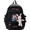 Charous Zaino Cartoon Anime Bungo Stray Dogs In Nylon Nero, Borsa Da Scuola Impermeabile Alla Moda 2022,Nero-4,l