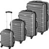 tectake® Set Valigie Trolley Rigide, 4 Valigie con Scocca in Plastica ABS, Rotelle Girevoli a 360°, Maniglia Telescopica in Alluminio, Serratura di Sicurezza a Combinazione - Grigio