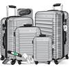 KESSER® Set di 4 valigie rigide, valigia da viaggio, set valigia trolley incl. bilancia per bagagli + etichetta per bagagli, serratura, 4 ruote ABS guscio duro manico telescopico S-M-L-XL