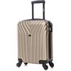 R.Leone Valigia 55x40x23 cm Trolley Bagaglio a Mano 4 Ruota in ABS Wizz, ITA Airways,EasyJet 9002 (Oro, S Bagaglio a mano)