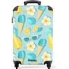 NoBoringSuitcases.com © Valigia rigida con rotelle, trolley, bagaglio a mano, 4 ruote, lucchetto TSA (Motivo estivo con fiori e coni gelato, 55x40x20 cm)