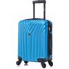 R.Leone Valigia da 1 Fino a Set 4 Trolley Rigido grande, medio, bagaglio a mano 55x40x23 cm Wizz, ITA Airways e bagaglio 45x36x20 cm EasyJet in ABS 9001 (Azzurro, XS Bagaglio Low cost)