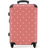 NoBoringSuitcases.com valigia grande 20-23 kg, media, trolley medio, rigida, rigido, da stiva, valigie grandi, bagaglio, leggera, medie rigide, con 4 ruote girevoli, 67 cm - 72 L, Sfondo rosa cuori