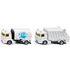 Siku 1687, Set Municipale Spazzatrice e Camion della Nettezza Urbana, Auto Giocattolo, Metallo,Plastica, Bianco,Blu, Rimorchio e Contenitore di Raccolta Ribaltabili