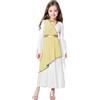 CHICTRY Costume Dea Greca per Bambina Tunica Età Antica Vestito Romana a Manica Lunga Maxiabito Toga da Dea Atena Greca Cosplay Di Halloween Carnevale Giallo 7-8 anni