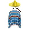 I LOVE FANCY DRESS LTD Costume in maschera da bandito messicano del far West, poncho rosso blu e verde, baffi, sigaro e sombrero, per adulto, taglia unica, Yellow, taglia unica