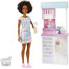 Barbie Ice Cream Shop Playset with 12-in Brunette Doll, Ice Cream Making Feature, 2 Dough Containers, 2 Bowls, 2 Cones, 3 Decorative Toppers, 2 Spoons & Register, for Ages 3 Years Old & Up