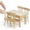 Odoria 1/12 Miniatura Tavolo e Sedie Mobili Accessori per Casa Bambole, Colore del Legno