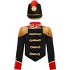 renvena Uniforme da Soldato Giocattolo per Bambini Costume da Schiaccianoci per Ragazzi Giacca da Domatore Circo Cappotto da Showman con Nappa e Cappello Nero A 3-4 anni