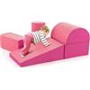 COSTWAY Set di 5 Blocchi con Diverse Forme e Colori, Giocattolo per Arrampicata e Strisciamento, Aiuta i Bambini a Crescere (Rosso e rosa)