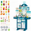 BRICOZONE Cucina Giocattolo Per Bambini Con Luci Suoni Ed Effetto Vapore Set Cucina Completo Con 69 Accessori Frigorifero Forno Rubinetto Con Riciclo Acqua 3 5 Anni (Blu)
