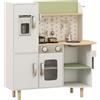 AIYAPLAY Cucina Giocattolo per Bambini 3-6 Anni 84x34x89 cm Bianco e Verde