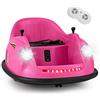 GYMAX Auto Elettrica per Bambini 12 V, Auto con Paracolpi e Telecomando, Rotazione a 360 Gradi, Luci LED e Musica Integrata, Auto Giocattolo per Bambini dai 2 ai 5 Anni (Rosa)