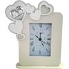 DLM Bomboniere DLM-A1230 Bomboniera utile Orologio a sveglia in legno bianco e panna cm17x13x4 linea cuore con piastra Angeli angioletti per Battesimo Bimbo Bimba Comunione Cresima Matrimonio