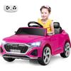 COSTWAY 12V Audi Auto Elettrica per Bambini, Veicolo Elettrico con Telecomando Clacson Luci LED Musica, 3 Velocità 3-5 Km/h, Avvio Morbido, Auto per Bambini 3 Anni+ (Rosa)