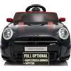 TOYSCAR Auto Elettrica per Bambini Mini Cooper S Cabrio 12V Ruote Striscia Gommata Full Optional Sedile in Pelle Porte Apribili Telecomando Tappetino (Nera)