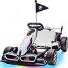 Pipleo Go-kart elettrico 24 V 9 Ah con sedile regolabile, Drift Kart per bambini dai 6 ai 12 anni, 2 motori da 200 W, modalità Drift e 2 velocità, licenza BMW (bianco)