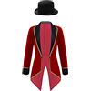 YiZYiF Cappotto da Domatore Circo Ragazzi Gicca Lungo con Cappello Gotico Medievale Tailcoat Abiti di Natale Halloween