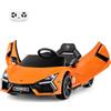 COSTWAY Lamborghini 12V Auto Elettrica per Bambini, Veicolo Elettrico Cavalcabile con Telecomando Luci LED Musica, 3-5 Km/h, per Bambini 37-95 Mesi (Arancia)