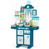 EGLEMTEK Cucina Giocattolo Per Bambini Con Luci E Suoni Realistici 69 Accessori Rubinetto Con Sistema Di Riciclo Dell'Acqua E Fornelli Per Bambini Dai 3-5 Anni Set Cucina (Blu)