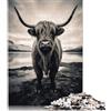 POLIUAWS Scottish Highland Cows Puzzle Impossibili 1000Pcs Decorazione Per La Casa. Giochi Rilassamento E Intelligence Per Adulti E Ragazzi Da 14 Anni 1000pcs (38x26cm)