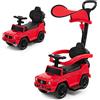 COSTWAY Auto a Spinta per Bambini, Macchina Cavalcabile a Spinta con Tettuccio Regolabile Maniglia per Genitori Paracolpi, Ideale per Bambini 12-36 Mesi (Rosso)