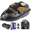 FUMENG GPS Smart RC Bait Boat, Auto Cruise Double Motor Tre Trampers Grande capacità LED Night Light Boat,5200mah
